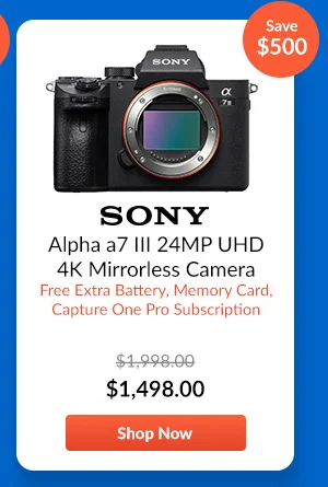 Sony Alpha a7 III 24MP UHD 4K Mirrorless Camera  Free Extra Battery, Memory Card, Capture One Pro Subscription