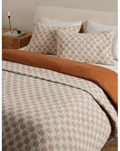 Basketweave Cotton Blanket by Sarah Sherman Samuel-Umber and Ivory / King/Cal King