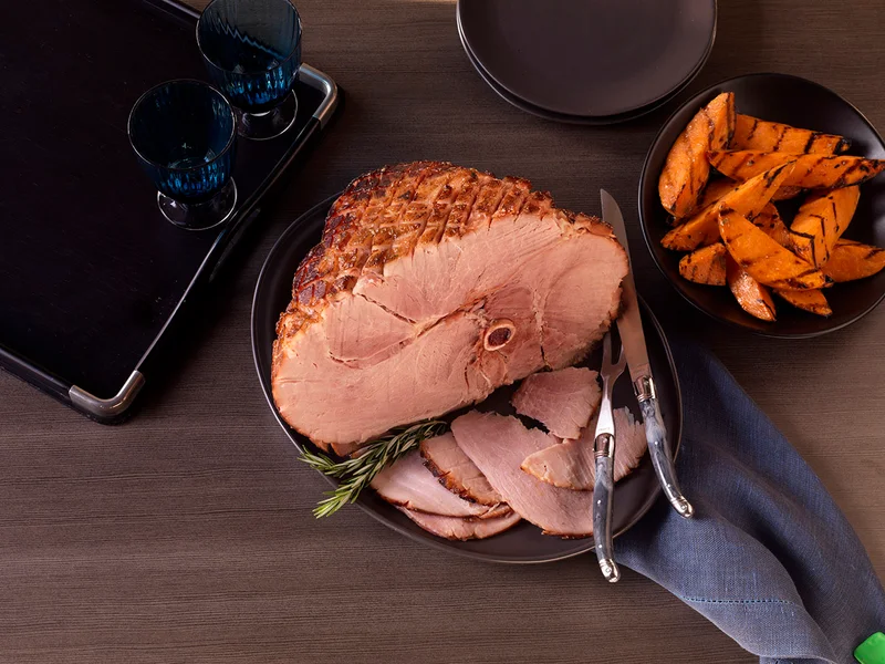 Apple-Glazed Ham with Sweet Potatoes