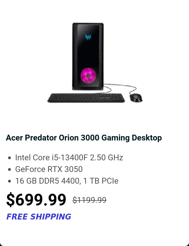 Acer Predator Orion 3000 Gaming Desktop