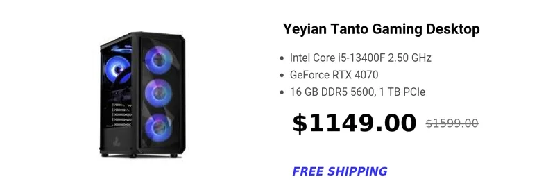 Yeyian Tanto Gaming Desktop