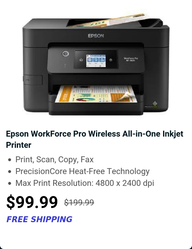 Epson WorkForce Pro Wireless All-in-One Inkjet Printer