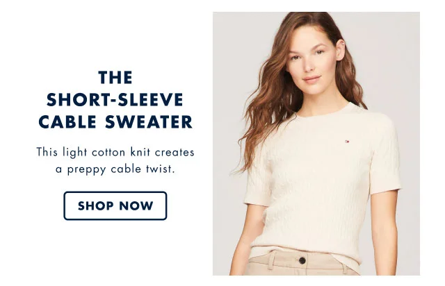 The Short-sleeve cable sweater This light cotton knit creates a preppy cable twist. Shop now
