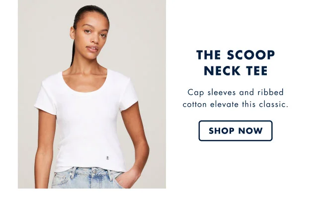 The scoop Neck tee Cap sleeves and ribbed cotton elevate this classic. Shop now