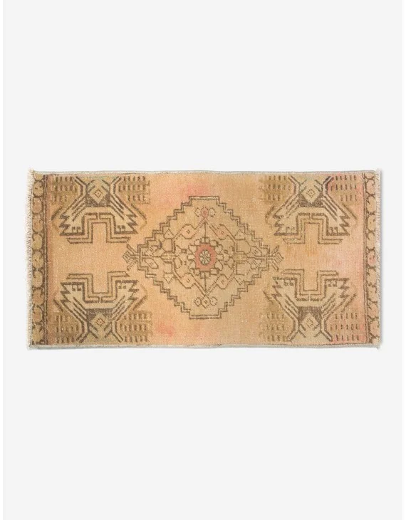 Vintage Turkish Hand-Knotted Wool Mini Rug No. 288, 1'5" x 3'