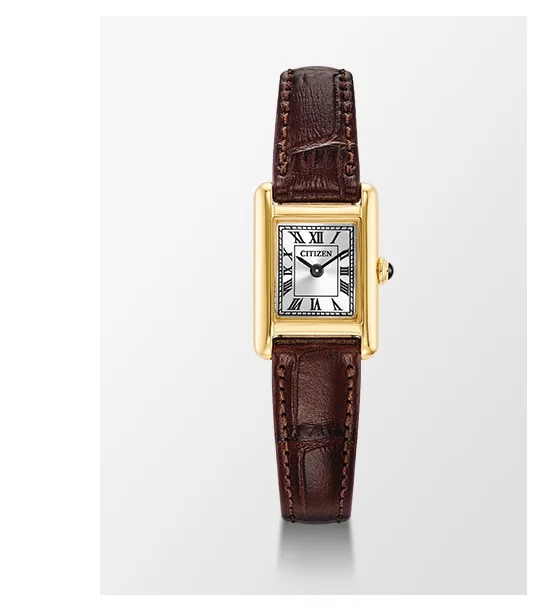 Fio Roma Silver-Tone Dial Leather Strap EG2797-13A