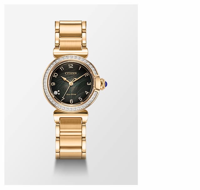 Citizen L Mae Green Dial Stainless Steel Bracelet EM1123-62X