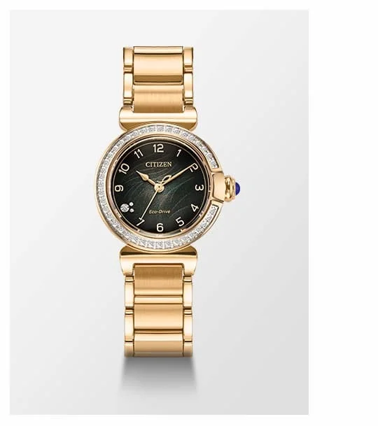 Citizen L Mae Green Dial Stainless Steel Bracelet EM1123-62X