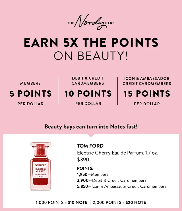 Earn 5 times the points on beauty!