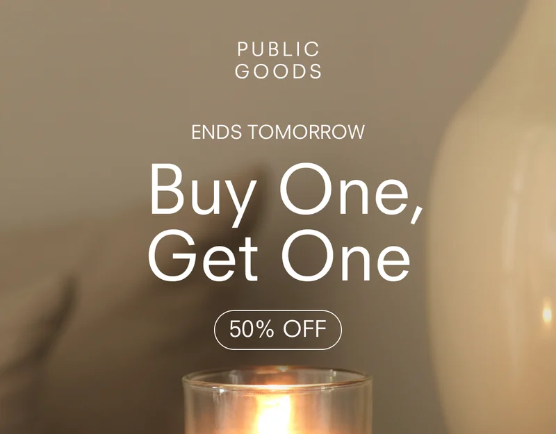 Candle BOGO: Buy one, get one 50% off ends tomorrow