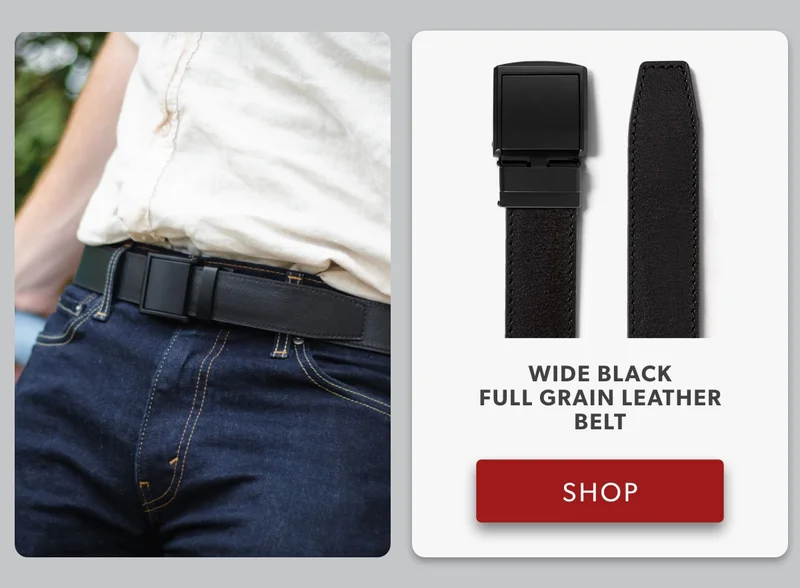 Wide Black Full Grain Leather Belt