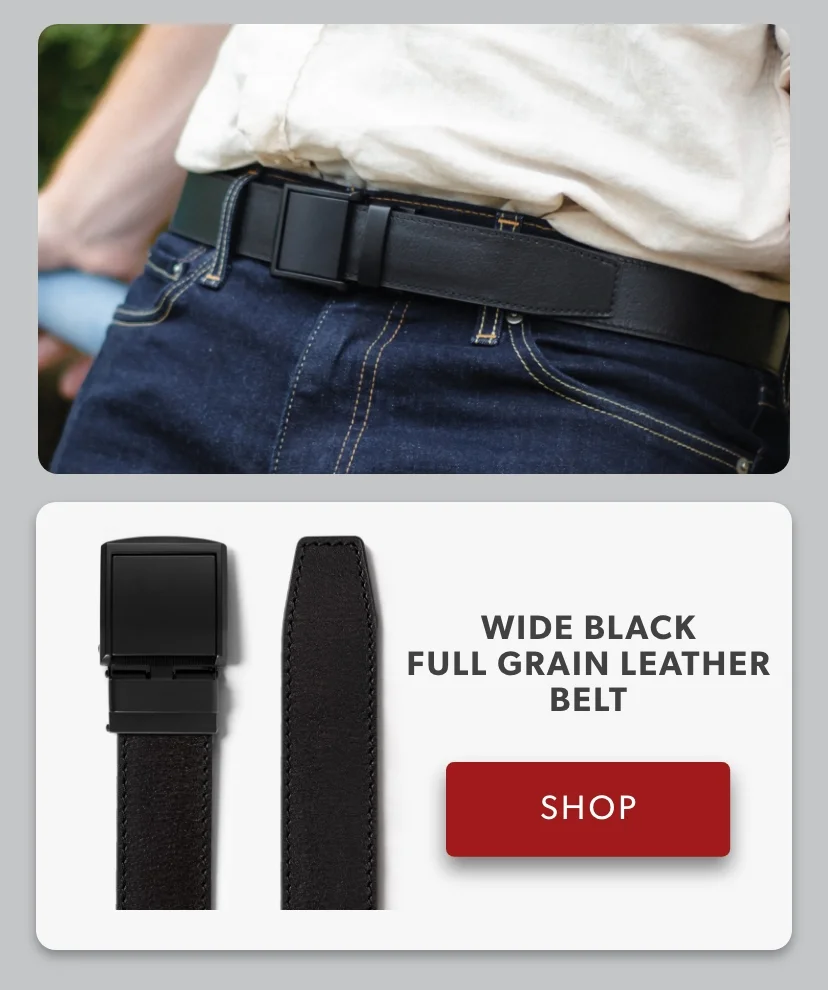 Wide Black Full Grain Leather Belt Wide Black Full Grain Leather Belt