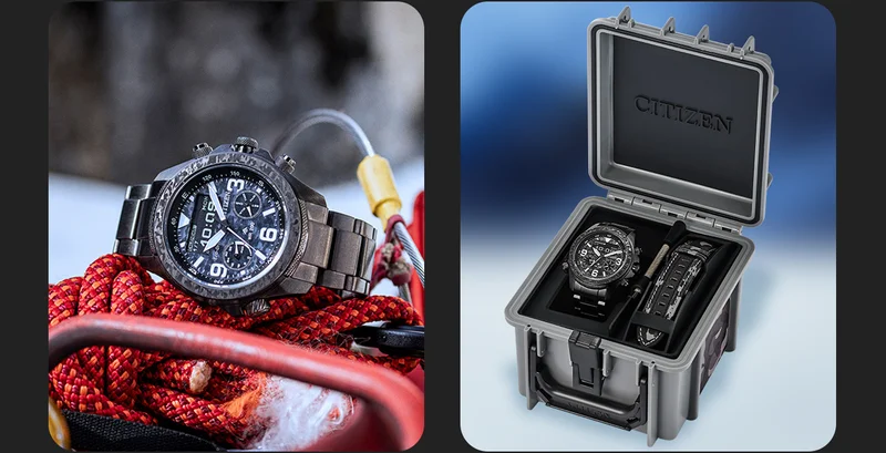 The new Promaster Land features purpose-built technology alongside gray camouflage detailing. This high-performance watch comes with an interchangeable camo strap and an exclusive gray tackle box.