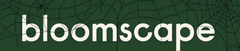 Bloomscape logo covered in cobwebs