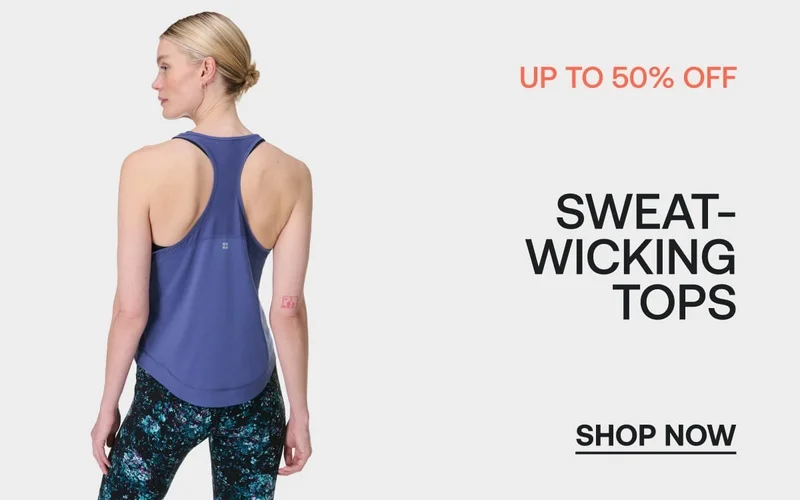 Up to 50% off sweat-wicking tops