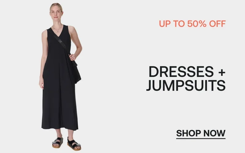 Up to 50% off dresses + jumpsuits
