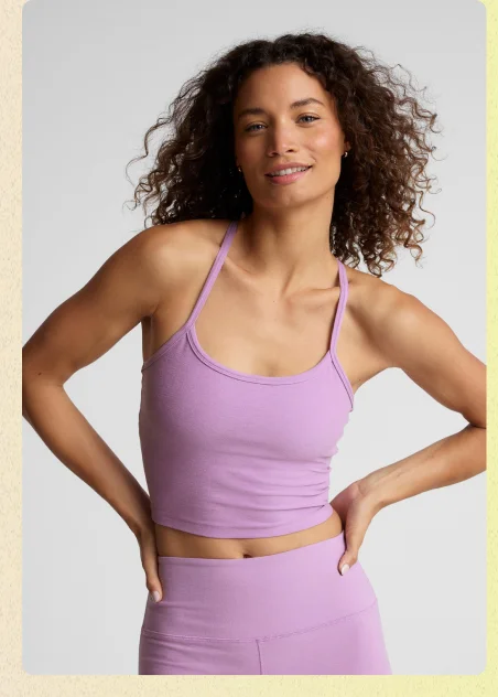 Spacedye Slim Racerback Cropped Tank in Lilac Petal Heather