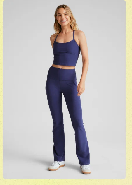 Spacedye High Waisted Practice Pocket Bootcut Pant in Eternal Blue Heather