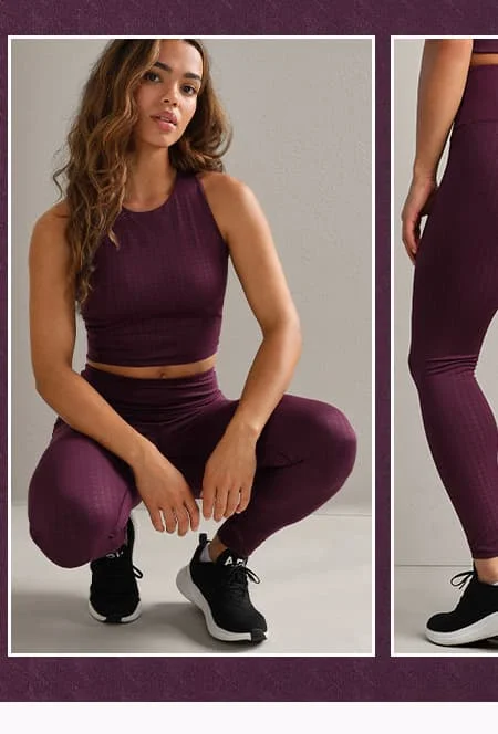 Revive™ 7/8 Legging: Mulberry Houndstooth