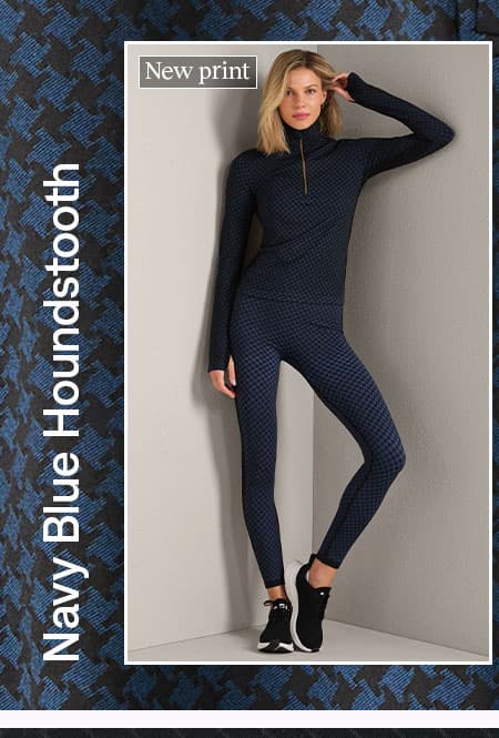 Apres Seamless Legging: Navy Blue Houndstooth