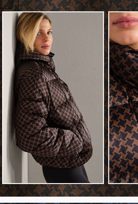 Powder Puffer Jacket: Chestnut Brown Houndstooth