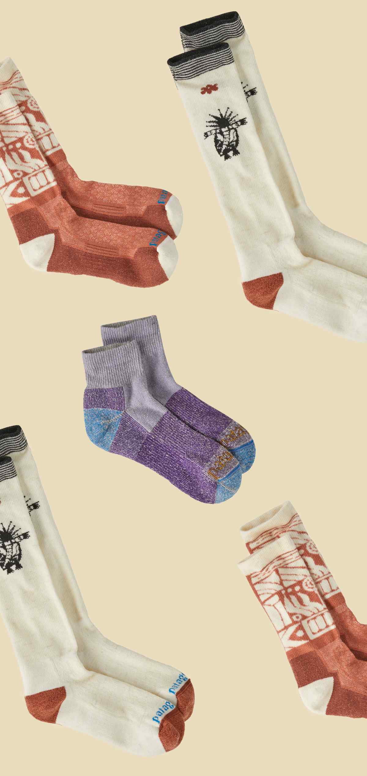 An assortment of different styles of socks.