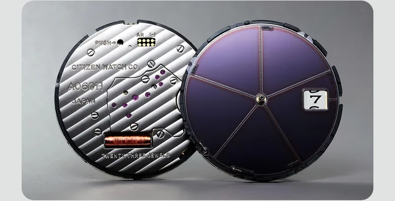 The deconstructed Eco-Drive movement used for The Citizen watch
