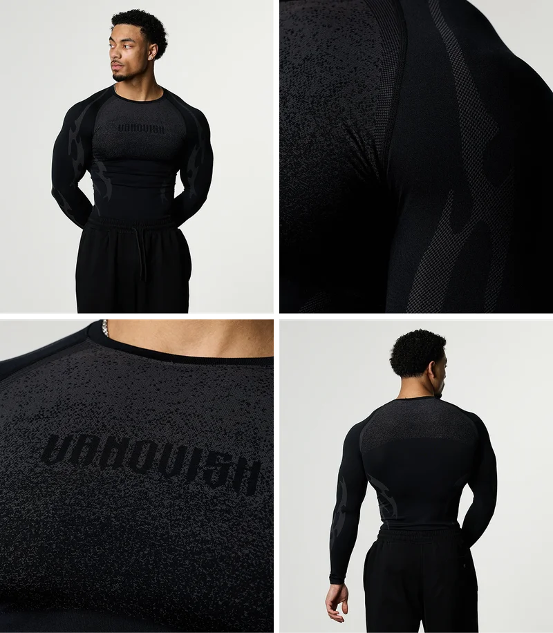 TRIBAL COMPRESSION BLACK LONG SLEEVE T SHIRT