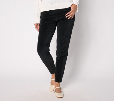 Quacker Factory Regular Corduroy Slim Leg Pant with Back Pockets