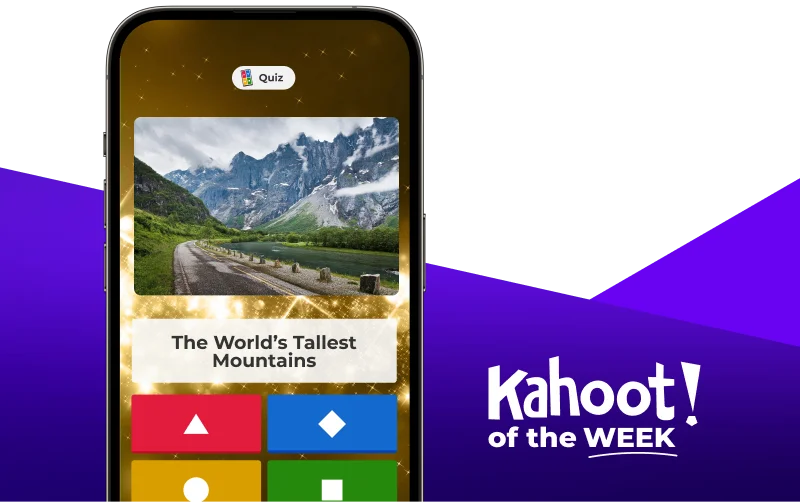 Smartphone displaying a kahoot entitled ''The World's Tallest Moountains''''