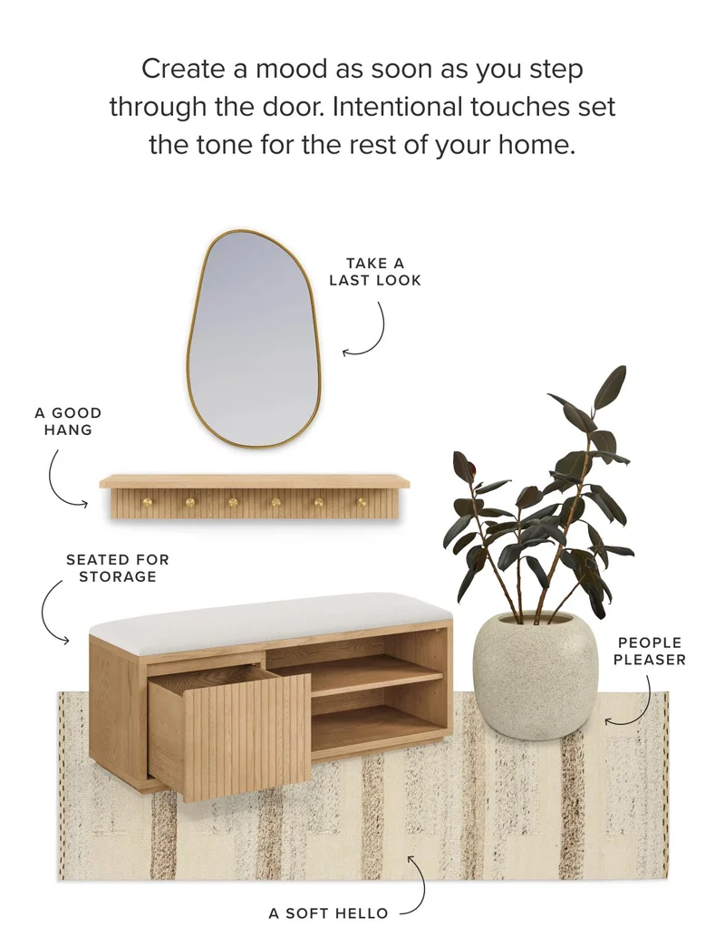 Create a mood as soon as you step through the door. Intentional touches set the tone for the rest of your home.