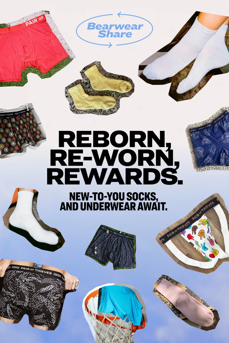 Reborn, Re-worn, Rewards. New-to-you socks,  and underwear await.
