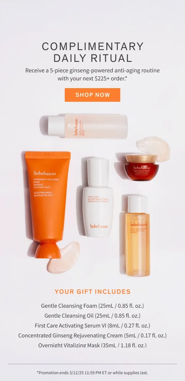 5-piece routine with $225+ purchase