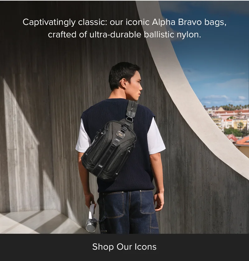 Captivatingly Classic: our iconic Alpha Bravo bags, crafted of ultra-durable ballistic nylon.
