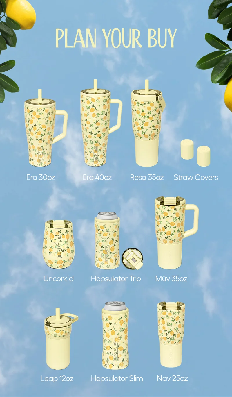 Plan Your Buy, Era 30oz, Era 40oz, Resa 35oz, Straw Covers, Uncork'd 14oz, Nav 25oz, Müv 35oz, Leap 12oz, Hopsulator Slim, Hopsulator Trio.