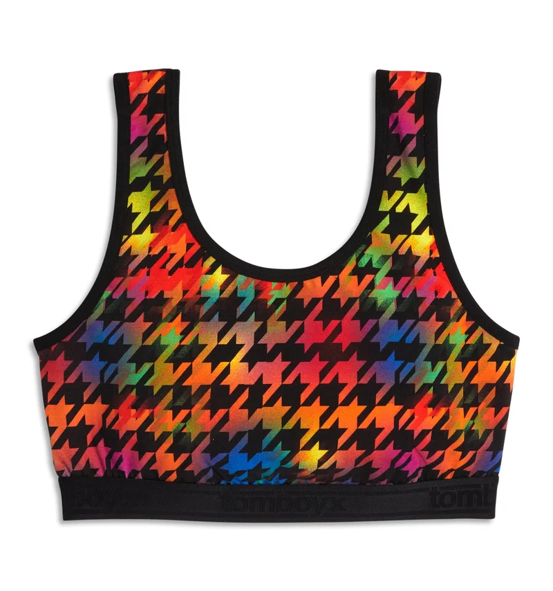 Image of Essentials Soft Bra - Rainbow Houndstooth