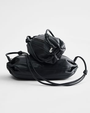 Black Leather Pikku Karla Shoulder Bag