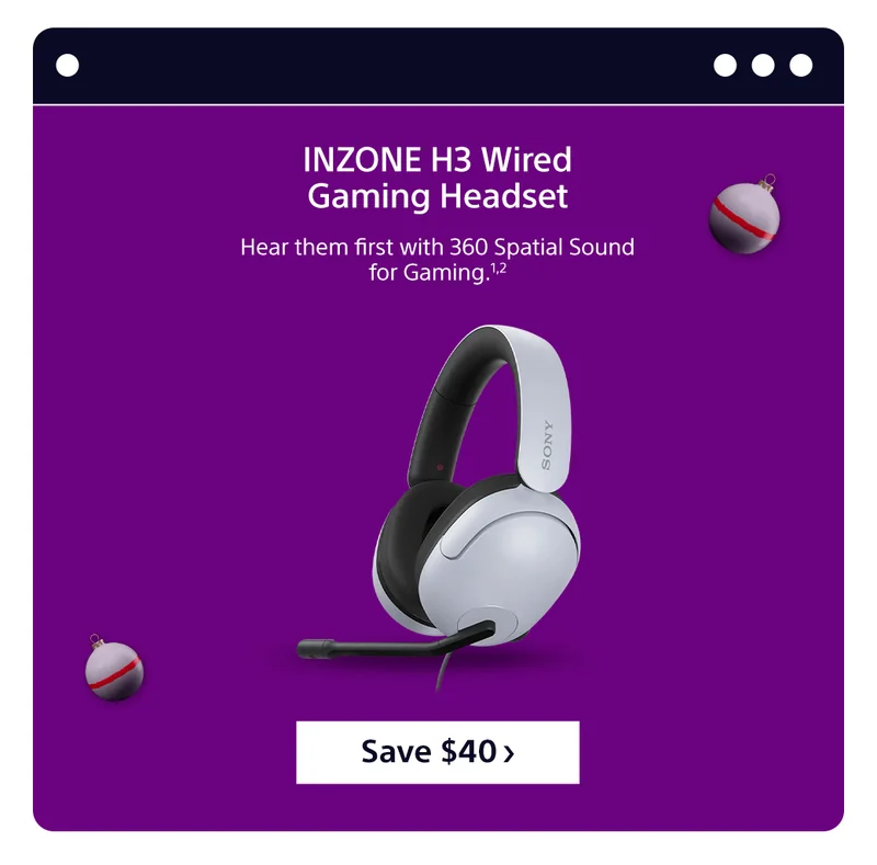 INZONE H3 Wired Gaming Headset Hear them first with 360 Spatial Sound for Gaming.1,2 Save