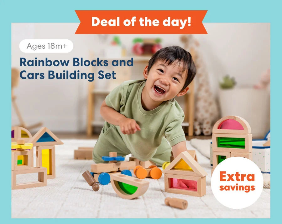 Rainbow Blocks and Cars Building Set