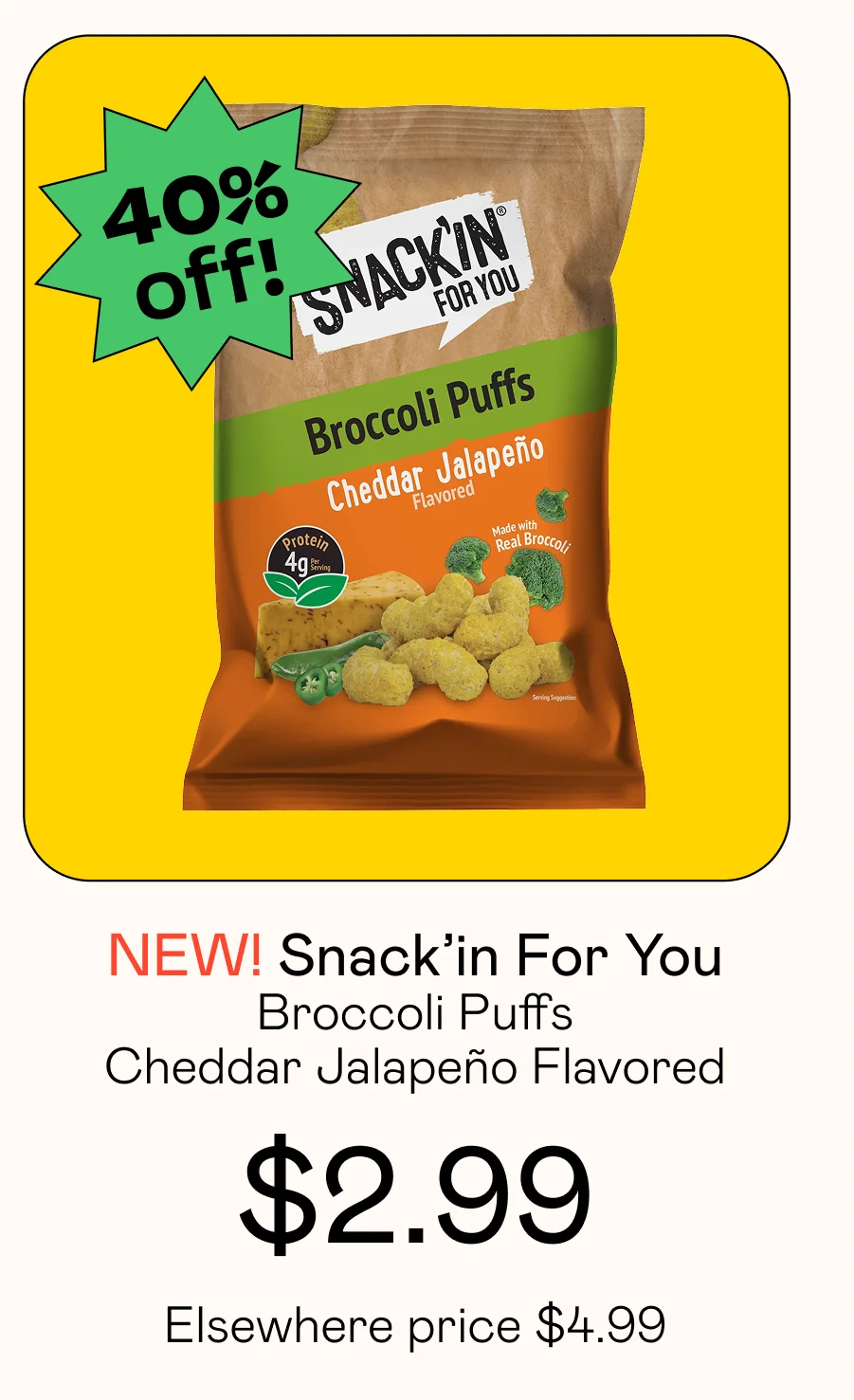 Broccoli Puffs - Sour Cream Jalapeno Cheddar