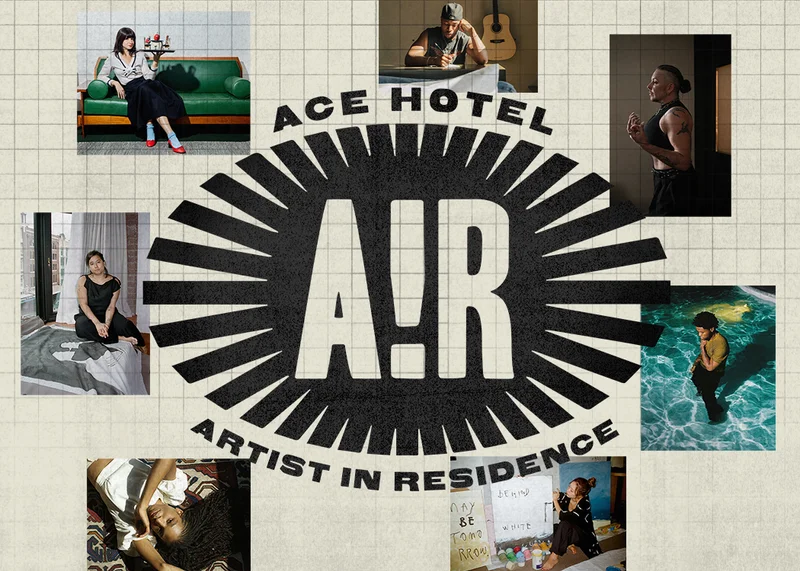 Collage of artists featured in Ace Hotel's Artist In Residence program, surrounding the central 'A.I.R' logo.