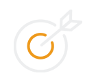 A target with an arrow in the center.