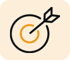 A target with an arrow in the center.
