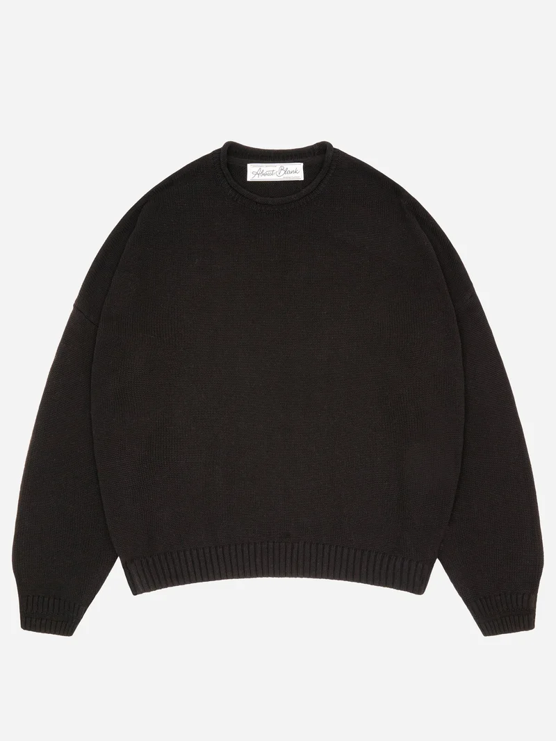 Image of about:blank Loose Knit Rolled Crewneck - Black