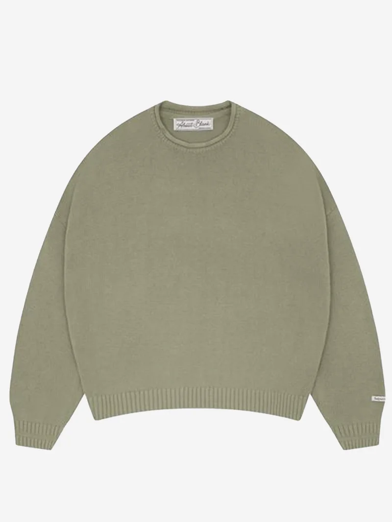 Image of about:blank Loose Knit Rolled Crewneck - Sage