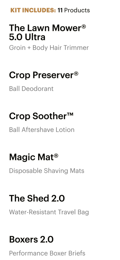 Kit includes: 11 Products