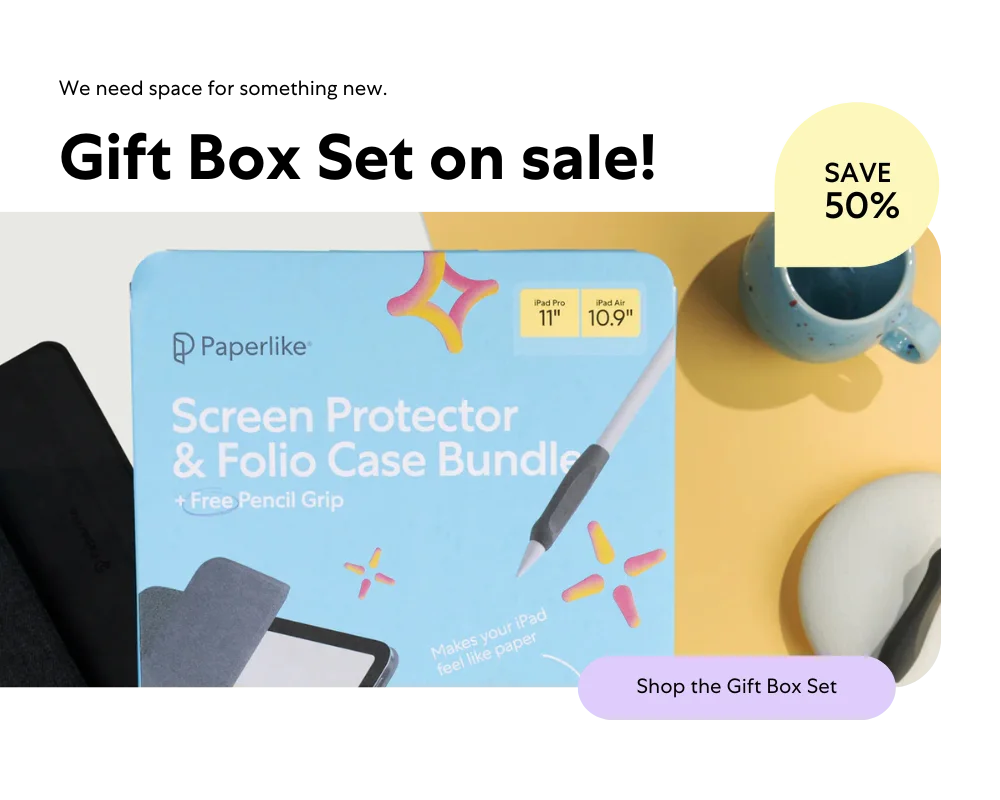 Picture of Gift Box Set packaging with title: We need space for something new. Gift Box Set on sale! Save 50% Shop the set now.
