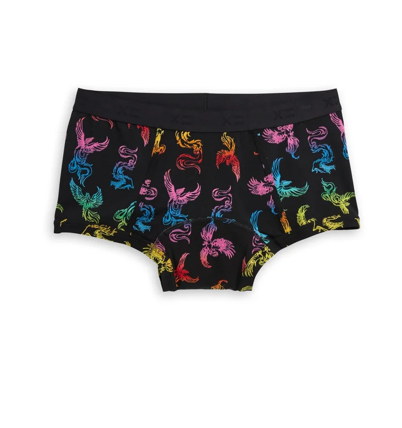 Image of First Line Period Boy Shorts - Rainbow Phoenix