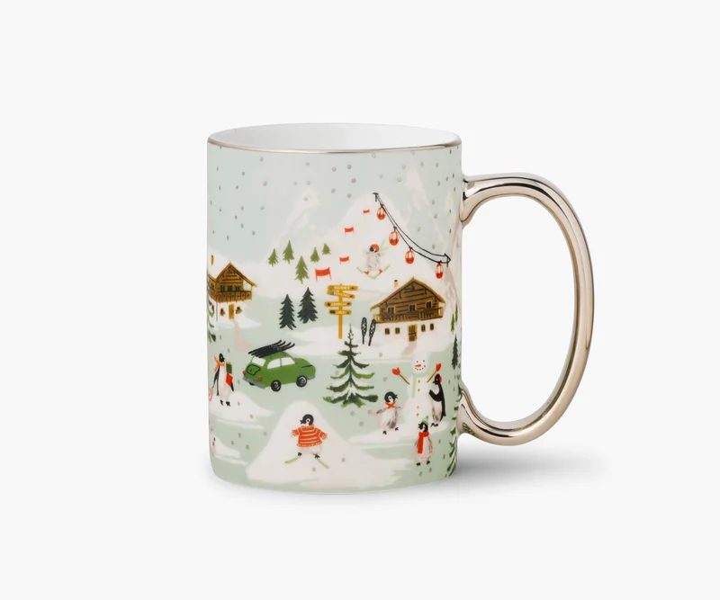 Image of Holiday Porcelain Mug - Penguin Village