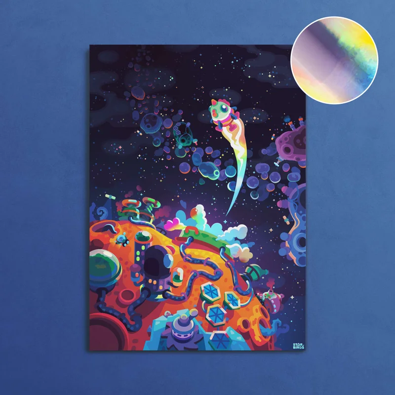Shiny Foil Star Birds Poster